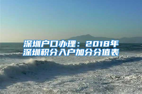 深圳户口办理：2018年深圳积分入户加分分值表