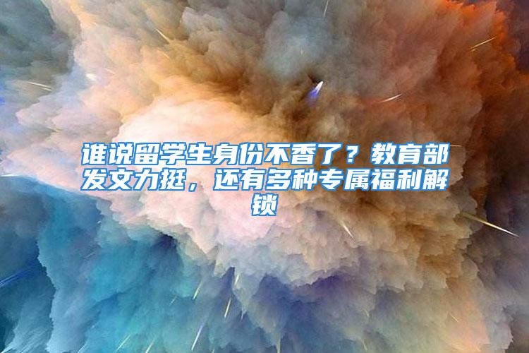 谁说留学生身份不香了？教育部发文力挺，还有多种专属福利解锁