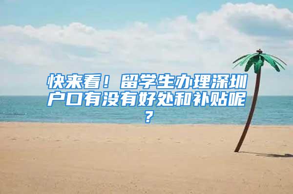 快来看！留学生办理深圳户口有没有好处和补贴呢？