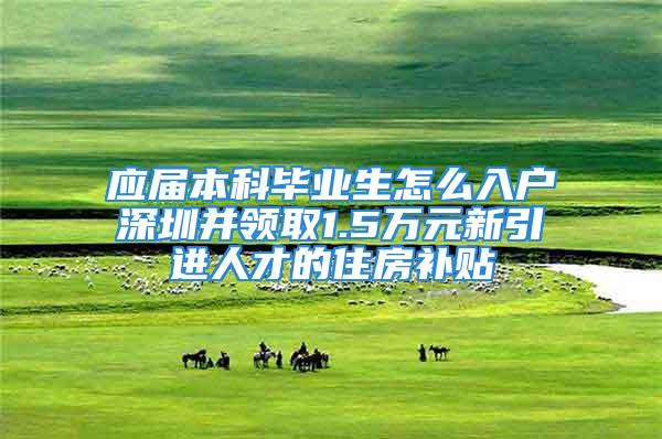 应届本科毕业生怎么入户深圳并领取1.5万元新引进人才的住房补贴