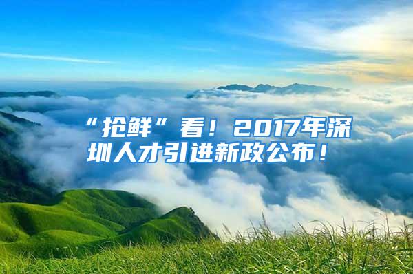 “抢鲜”看！2017年深圳人才引进新政公布！