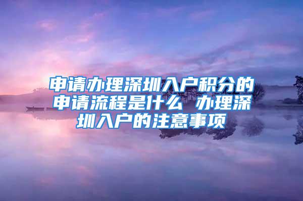 申请办理深圳入户积分的申请流程是什么 办理深圳入户的注意事项