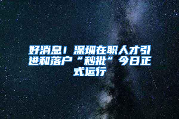 好消息！深圳在职人才引进和落户“秒批”今日正式运行