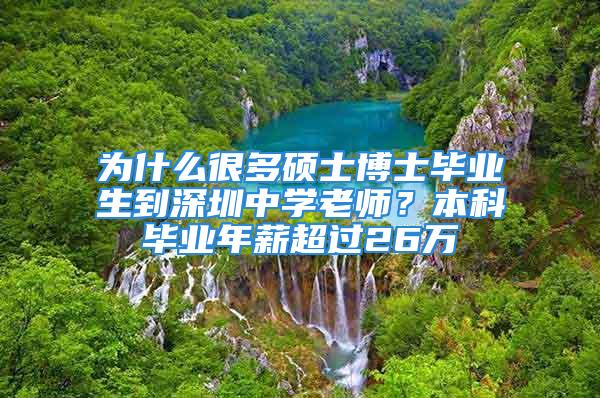 为什么很多硕士博士毕业生到深圳中学老师？本科毕业年薪超过26万