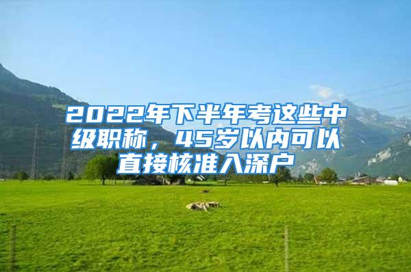 2022年下半年考这些中级职称，45岁以内可以直接核准入深户