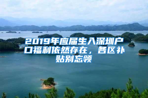 2019年应届生入深圳户口福利依然存在，各区补贴别忘领