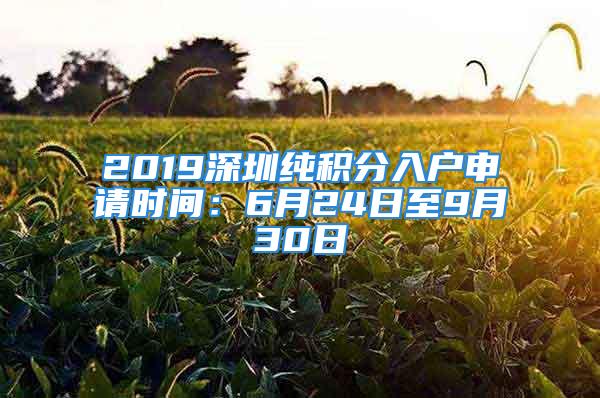 2019深圳纯积分入户申请时间：6月24日至9月30日