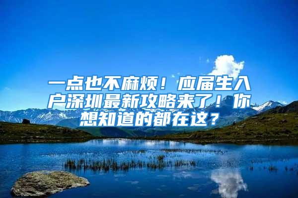 一点也不麻烦！应届生入户深圳最新攻略来了！你想知道的都在这？