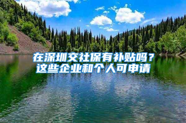 在深圳交社保有补贴吗？这些企业和个人可申请