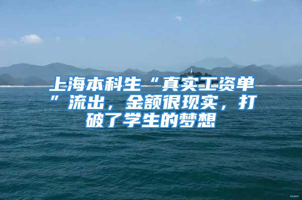 上海本科生“真实工资单”流出，金额很现实，打破了学生的梦想