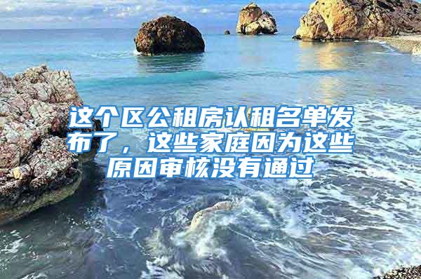 这个区公租房认租名单发布了，这些家庭因为这些原因审核没有通过