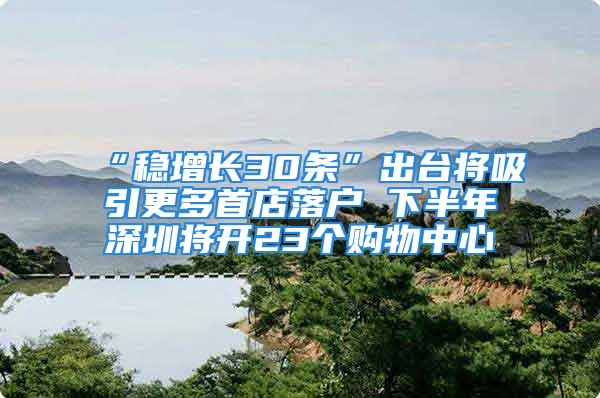 “稳增长30条”出台将吸引更多首店落户 下半年深圳将开23个购物中心