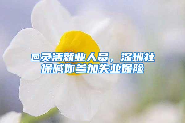 @灵活就业人员，深圳社保喊你参加失业保险