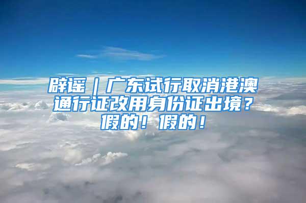 辟谣｜广东试行取消港澳通行证改用身份证出境？假的！假的！