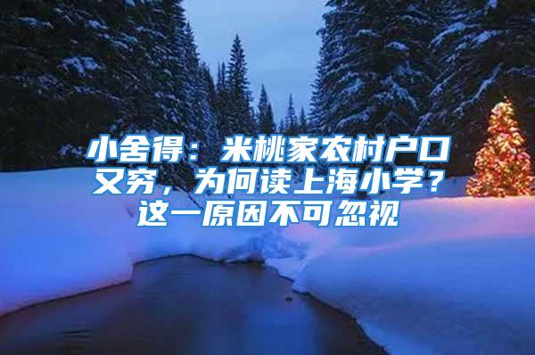 小舍得：米桃家农村户口又穷，为何读上海小学？这一原因不可忽视