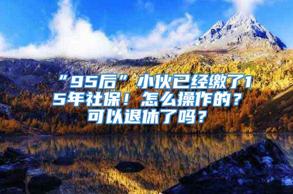 “95后”小伙已经缴了15年社保！怎么操作的？可以退休了吗？