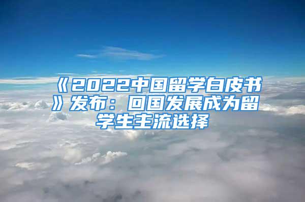 《2022中国留学白皮书》发布：回国发展成为留学生主流选择