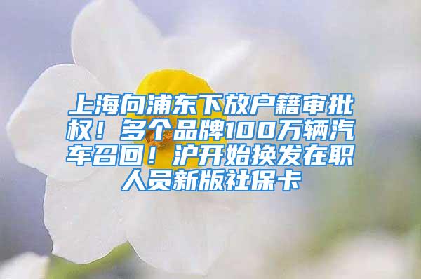 上海向浦东下放户籍审批权！多个品牌100万辆汽车召回！沪开始换发在职人员新版社保卡