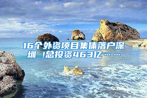 16个外资项目集体落户深圳 !总投资463亿……