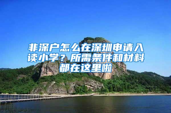 非深户怎么在深圳申请入读小学？所需条件和材料都在这里啦