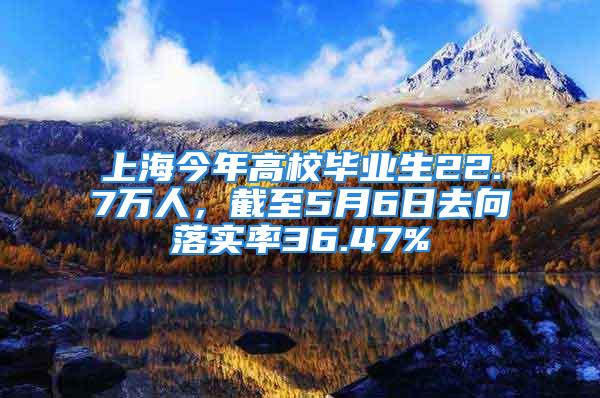 上海今年高校毕业生22.7万人，截至5月6日去向落实率36.47%