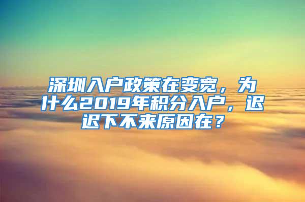 深圳入户政策在变宽，为什么2019年积分入户，迟迟下不来原因在？