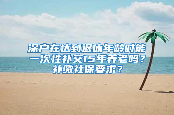 深户在达到退休年龄时能一次性补交15年养老吗？补缴社保要求？