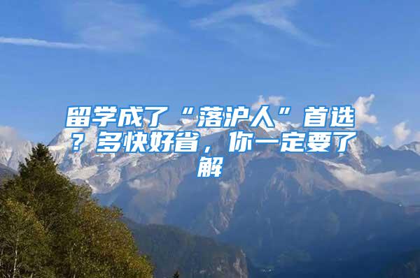 留学成了“落沪人”首选？多快好省，你一定要了解