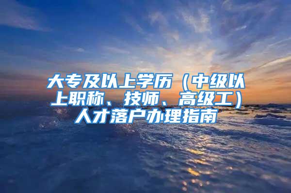 大专及以上学历（中级以上职称、技师、高级工）人才落户办理指南