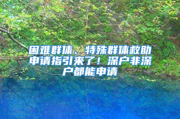 困难群体、特殊群体救助申请指引来了！深户非深户都能申请