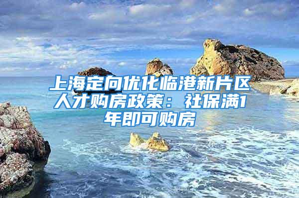 上海定向优化临港新片区人才购房政策：社保满1年即可购房