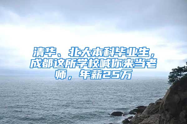 清华、北大本科毕业生，成都这所学校喊你来当老师，年薪25万