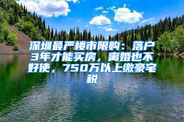 深圳最严楼市限购：落户3年才能买房，离婚也不好使，750万以上缴豪宅税