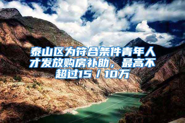 泰山区为符合条件青年人才发放购房补助，最高不超过15／10万