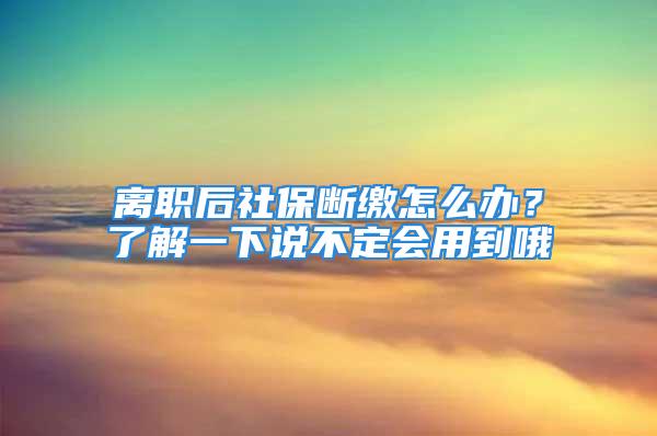 离职后社保断缴怎么办？了解一下说不定会用到哦