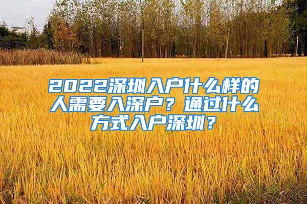 2022深圳入户什么样的人需要入深户？通过什么方式入户深圳？