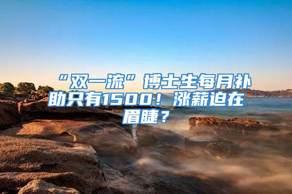 “双一流”博士生每月补助只有1500！涨薪迫在眉睫？