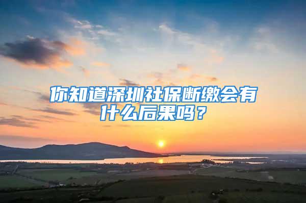 你知道深圳社保断缴会有什么后果吗？