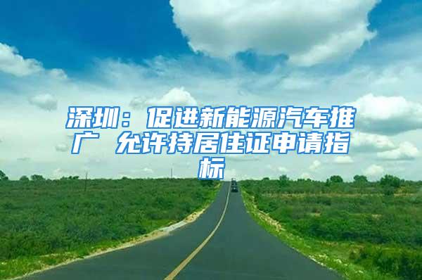 深圳：促进新能源汽车推广 允许持居住证申请指标