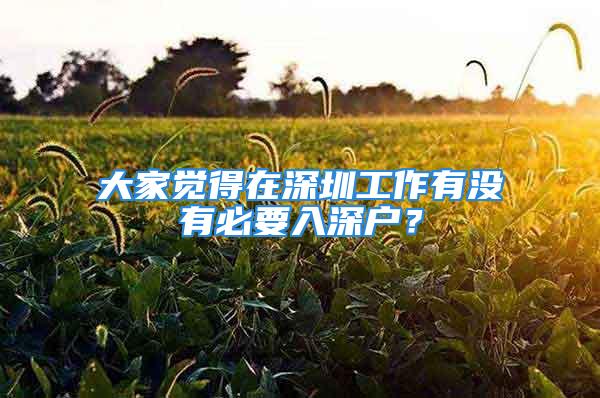 大家觉得在深圳工作有没有必要入深户？