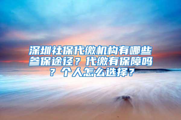 深圳社保代缴机构有哪些参保途径？代缴有保障吗？个人怎么选择？