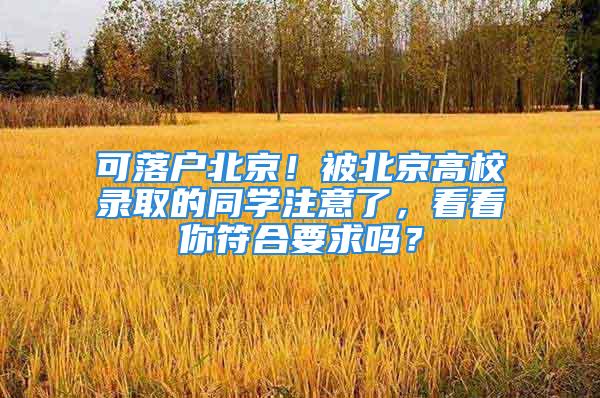 可落户北京！被北京高校录取的同学注意了，看看你符合要求吗？