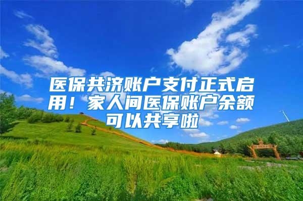 医保共济账户支付正式启用！家人间医保账户余额可以共享啦