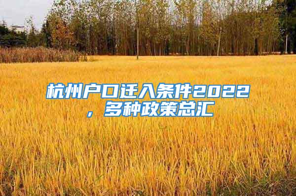 杭州户口迁入条件2022，多种政策总汇