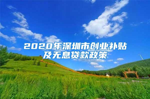 2020年深圳市创业补贴及无息贷款政策