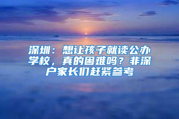 深圳：想让孩子就读公办学校，真的困难吗？非深户家长们赶紧参考