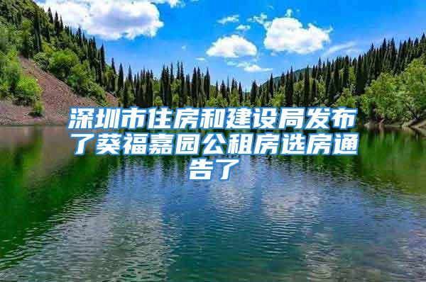 深圳市住房和建设局发布了葵福嘉园公租房选房通告了