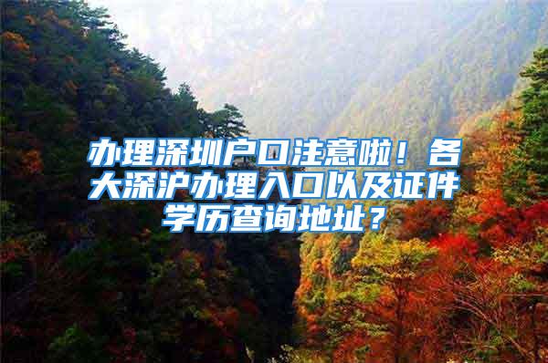 办理深圳户口注意啦！各大深沪办理入口以及证件学历查询地址？