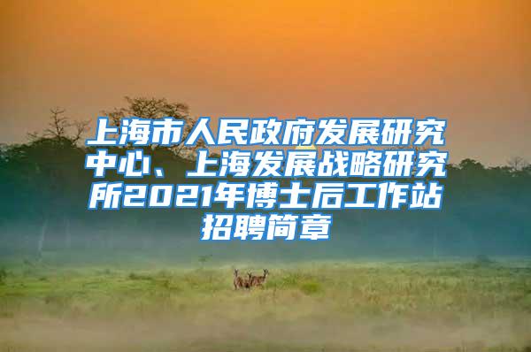 上海市人民政府发展研究中心、上海发展战略研究所2021年博士后工作站招聘简章