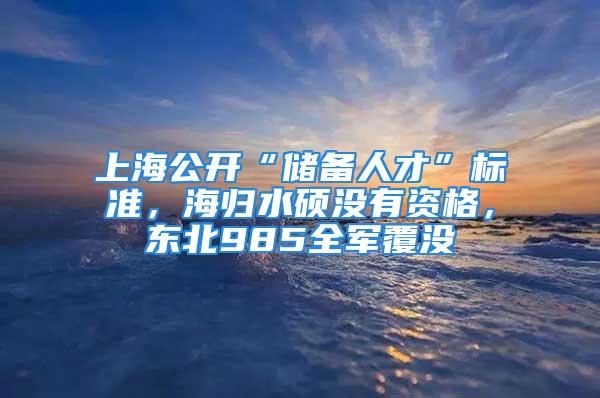 上海公开“储备人才”标准，海归水硕没有资格，东北985全军覆没